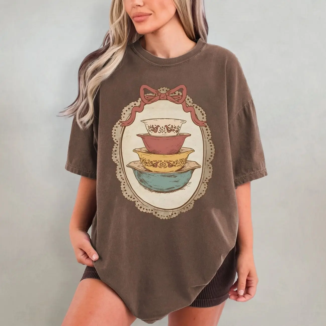 Vintage Thrifted Pyrex Dishes T-shirt, Grandma Core Shirt, Coquette CottageCore Oval Frame 90s Shirt, Homestead Mama, Graphic Streetwear T-shirt, sT2978565