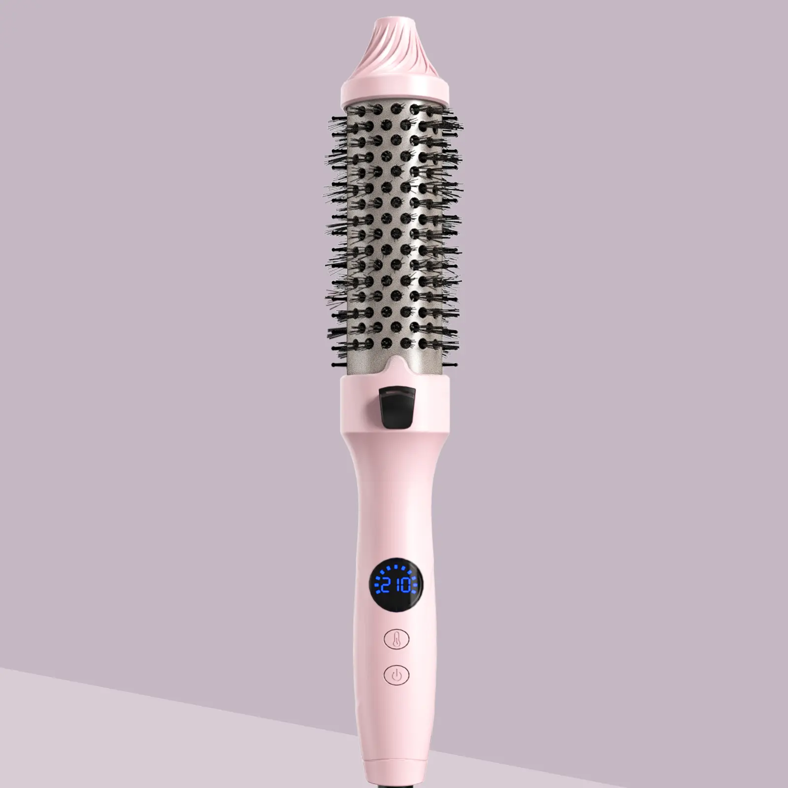 1.5-in Tourmaline Ceramic Negative Ion Thermal Brush - 11 Temp Set, Dual Voltage, Anti-Frizz, Corded Power, ABS Body, for Voluminous Styling, Curling, Ceramic Hair Straightener, Students & Everyday Use, Pink