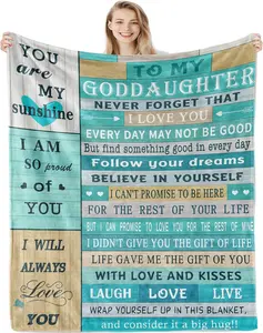 Goddaughter Gifts Blanket 60"X 50", Goddaughter Gifts from Godmother, Goddaughter Graduation/Baptism Gifts,Baptism Gifts for Girl, First 1st Communion Gifts for Girls,Gifts for Goddaughter Birthday