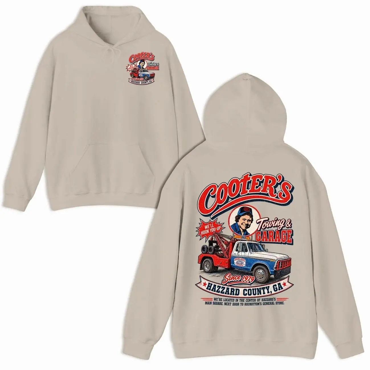 Cooter's Towing Hazzard County Hoodie, T-Shirt, Sweatshirt, Cooter Davenport Tribute Shirt, The Dukes Of Hazzard Fan Merch, Retro Americana Hoodie