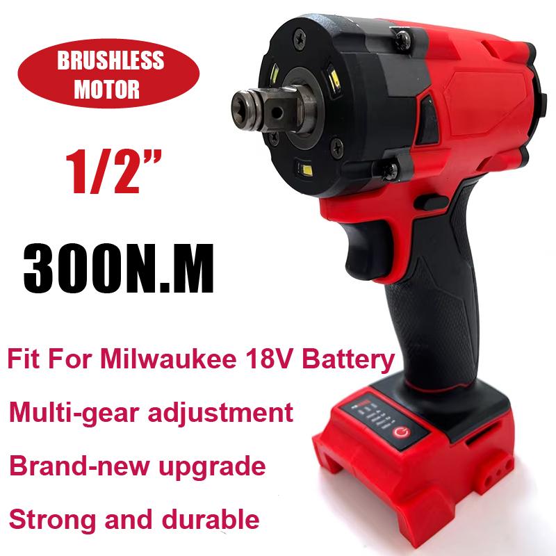 Milwaukee M18 1/2" Brushless Cordless Impact Wrench - 350N.m Max Torque, 3500RPM No-Load Speed, 4500IPM Impact Rate, Variable Speed Trigger for Automotive Repair and Heavy Duty Maintenance