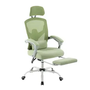 【Deal】FurniChic Haven office Chair with Foot Rest, Mesh Computer Desk Chair Video Game Chair with Lumbar Support, Headrest, Padded Arms Ergonomic Adjustable