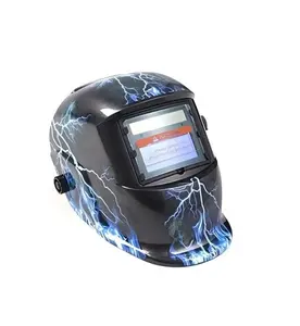 Auto Darkening Welding Helmet, Solar Powered Welding Hood with Adjustable Shade, Protective Welding Gear for Mig, Tig, Arc Welding, Blue Lightning Design