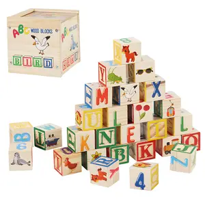 【Build anything】27 PCS Large Wooden Blocks for Toddlers 1-3, Alphabet Number Stacking Toys, Montessori Learning Toys for Babies, Educational Kids Gifts