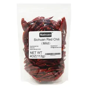 Natruen Whole Dry Szechuan Chinese Red Chili Pods 4oz, Mild, Facing Heaven Chili, Spicy Sichuan Dried Red Hot Chilies for Chili Oil, Paste