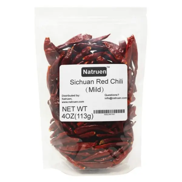 Natruen Whole Dry Szechuan Chinese Red Chili Pods 4oz, Mild, Facing Heaven Chili, Spicy Sichuan Dried Red Hot Chilies for Chili Oil, Paste