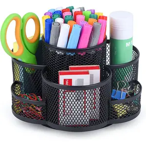 360 Rotating Pen Holder for Desk, Cup Holder for Office, Desk Organizers and Accessories in Black