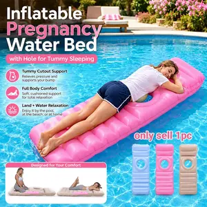 Inflatable Pregnancy Float with Belly Hole O-Shaped Style, PVC Maternity Pool Float & Yoga Mat, Full Body Support Lounger for Pregnant Moms, Portable Inflatable Mat, Comfortable Tummy Sleeping Bed for Outdoor Pool, Beach & Sunbathing