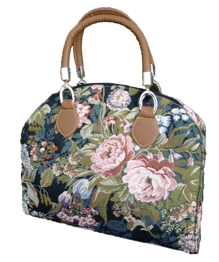 Sinobrite 4933-Chic Graphic Arched Tapestry Bag, Synthetic Material, 1.2 lbs, for Adults, Arched Bag, Floral, Travel Luggage Bags