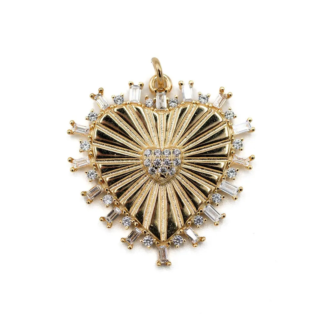 Charm Valentina with Central Heart Design, Gold Finish, and Decorative Elements