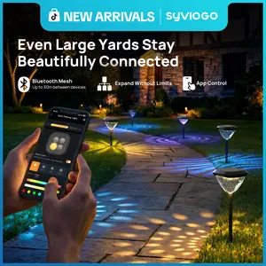 【Spring Deal!】Linkind Smart Solar Pathway Lights SP6 APP Control 16 Million RGBW Colors 5 Swappable Lenses Waterproof Outdoor Garden Decor