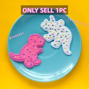 Cute Rhino Dinosaur Rhinoceros Embroidery Patch, Applique, Self-Adhesive Iron-On, Suitable for Clothes, Jackets, Hats, Accessories, Fun Fashion Decor