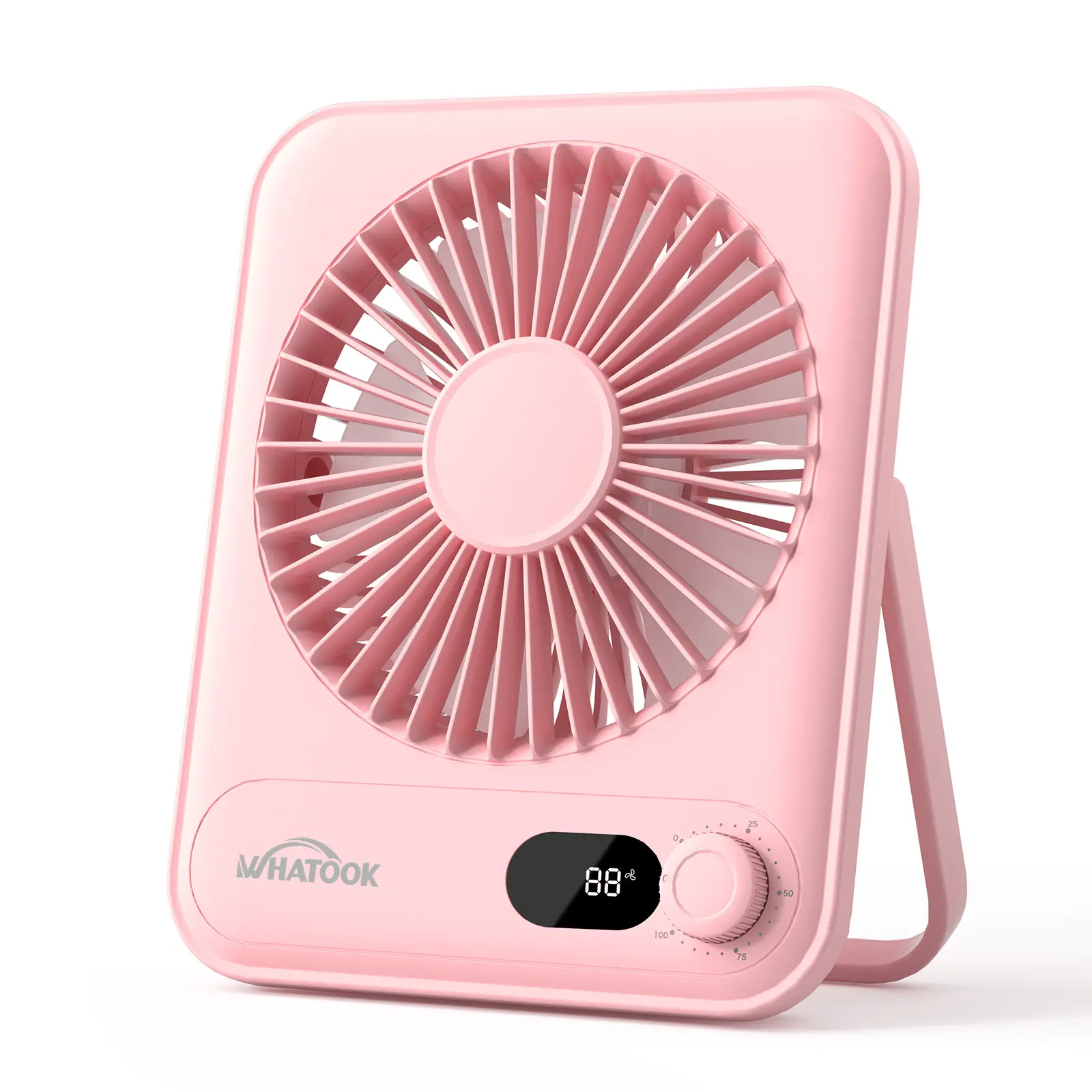 WHATOOK Handheld Portable Cooling Fan - 2 Sizes (Small Mini, Large Desktop), 2000mAh Rechargeable Rotatable, Digital Display, USB Powered, Desk Accessory for Bedroom, Camping