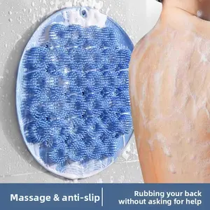 2 Pcs silicone back scrubbers, a magical tool for self-use, back scrubber for bathing and massage, back scrubber pad with strong suction cup for wall mounting, foot pad