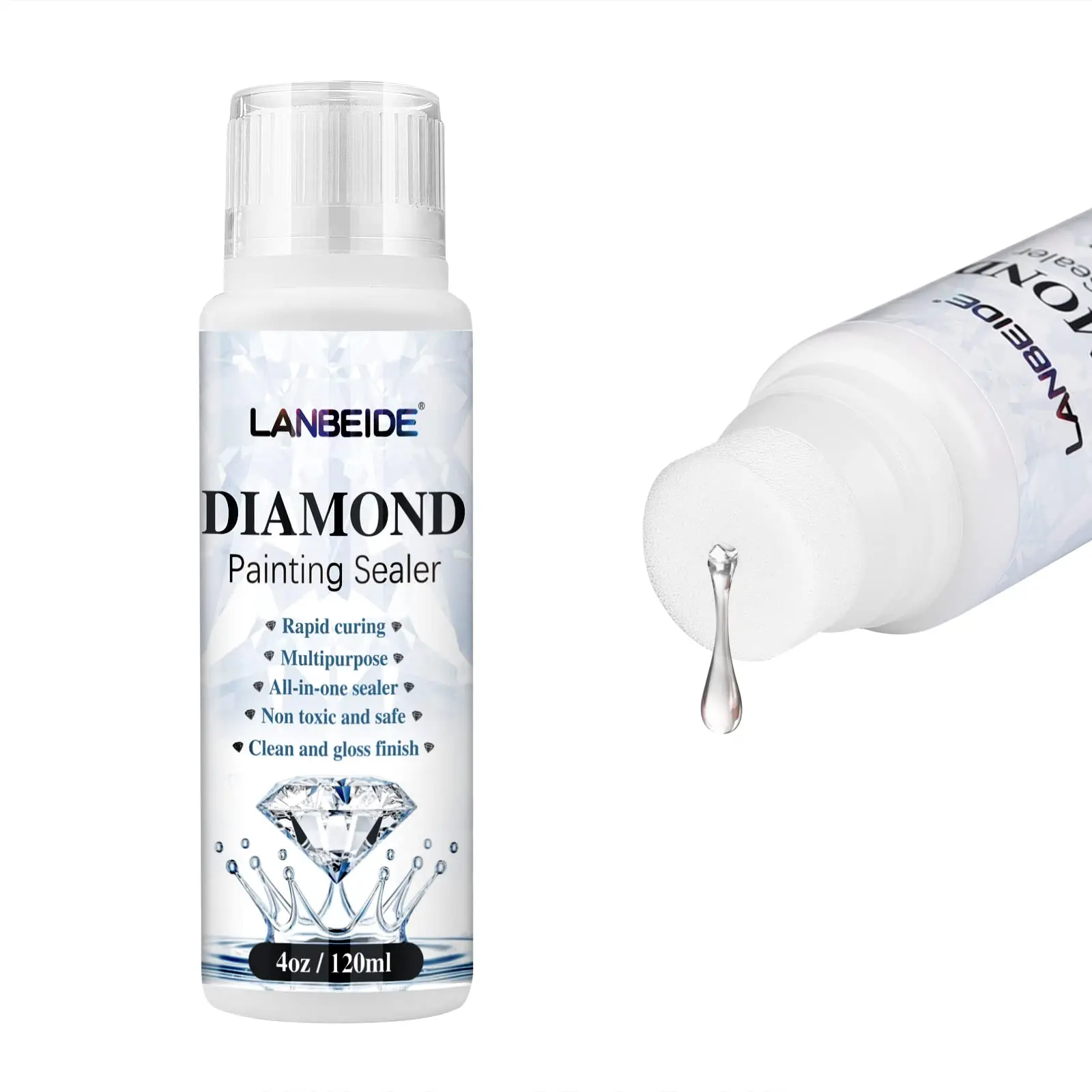 Diamond Painting Sealer 120ML, 5D Diamond Painting Glue Permanent Hold & Shine Effect Sealer for Diamond Painting and Puzzle Glue