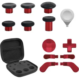 Replacement  Buttons Kit for  Elite Controller Series 2 Accessories, Includes 6 Metal  Joysticks, 4 Paddles, 2 D-Pads, 1 Adjustment Tool ( Red)