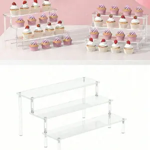 Acrylic Display Stand, Three-Tier Perfume Organizer & Multifunctional Cupcake Stand, Dessert Table Stands, Perfect for Parties and Weddings, Ideal for Desserts & Snacks Presentation