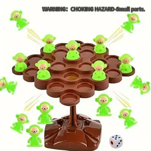 Monkey Balance Tree Concentration Training Puzzle Toy (1 Set), Stem Montessori Puzzle, Interactive Balance Puzzle Stacking Game, Creative Birthday and Holiday Gift Options, Montessori Puzzles Gift