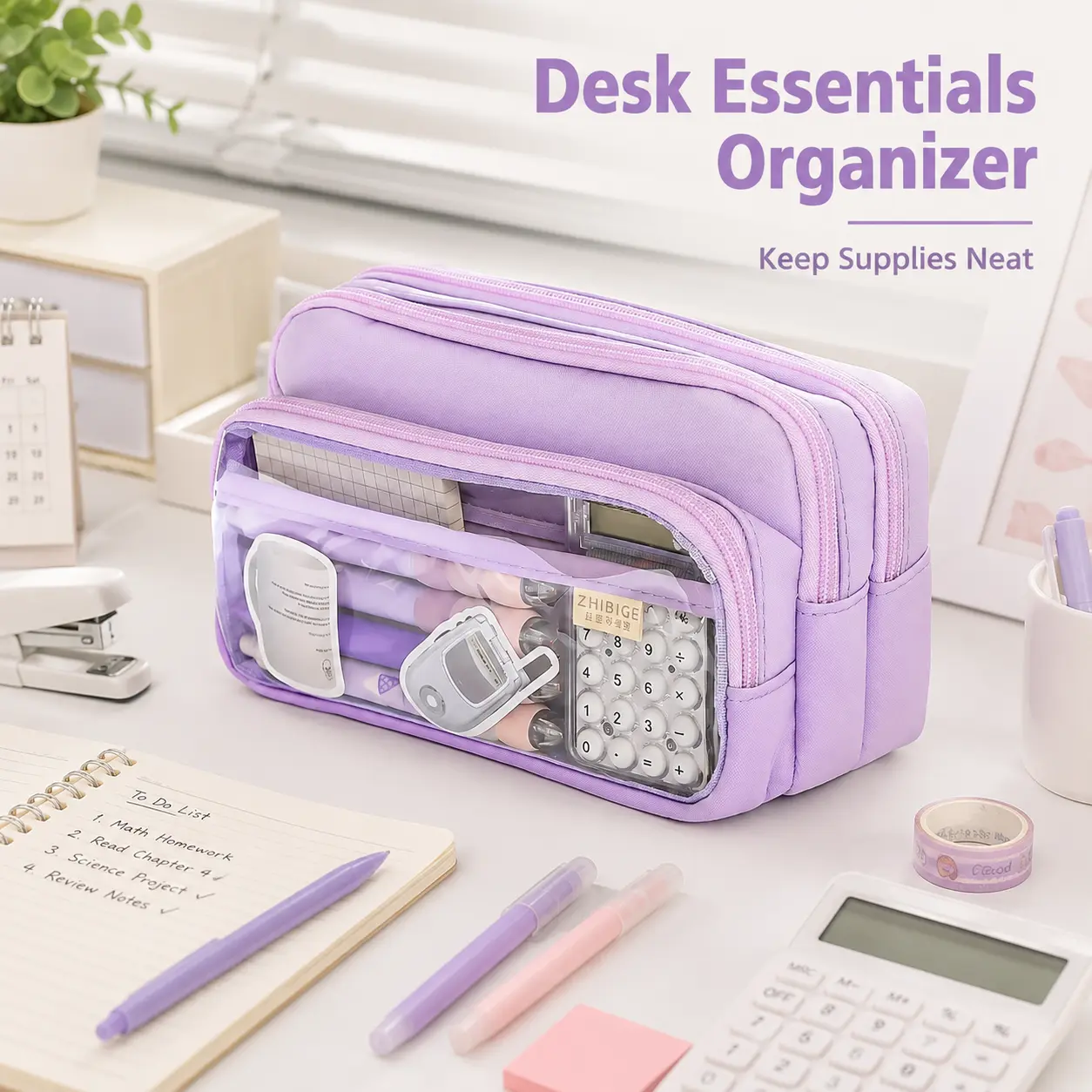 2026 New Large‑Capacity Zipper Pencil Pouch, Multi‑Purpose Stationery Storage Bag for Home, School, Art & Office Supplies, Zipper Cosmetic Pouch, Travel Toiletry Bag for Art Craft Supplies