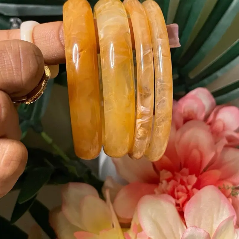 Faded Orange Bangle Set - Simple Design Featuring Orange Color Accents