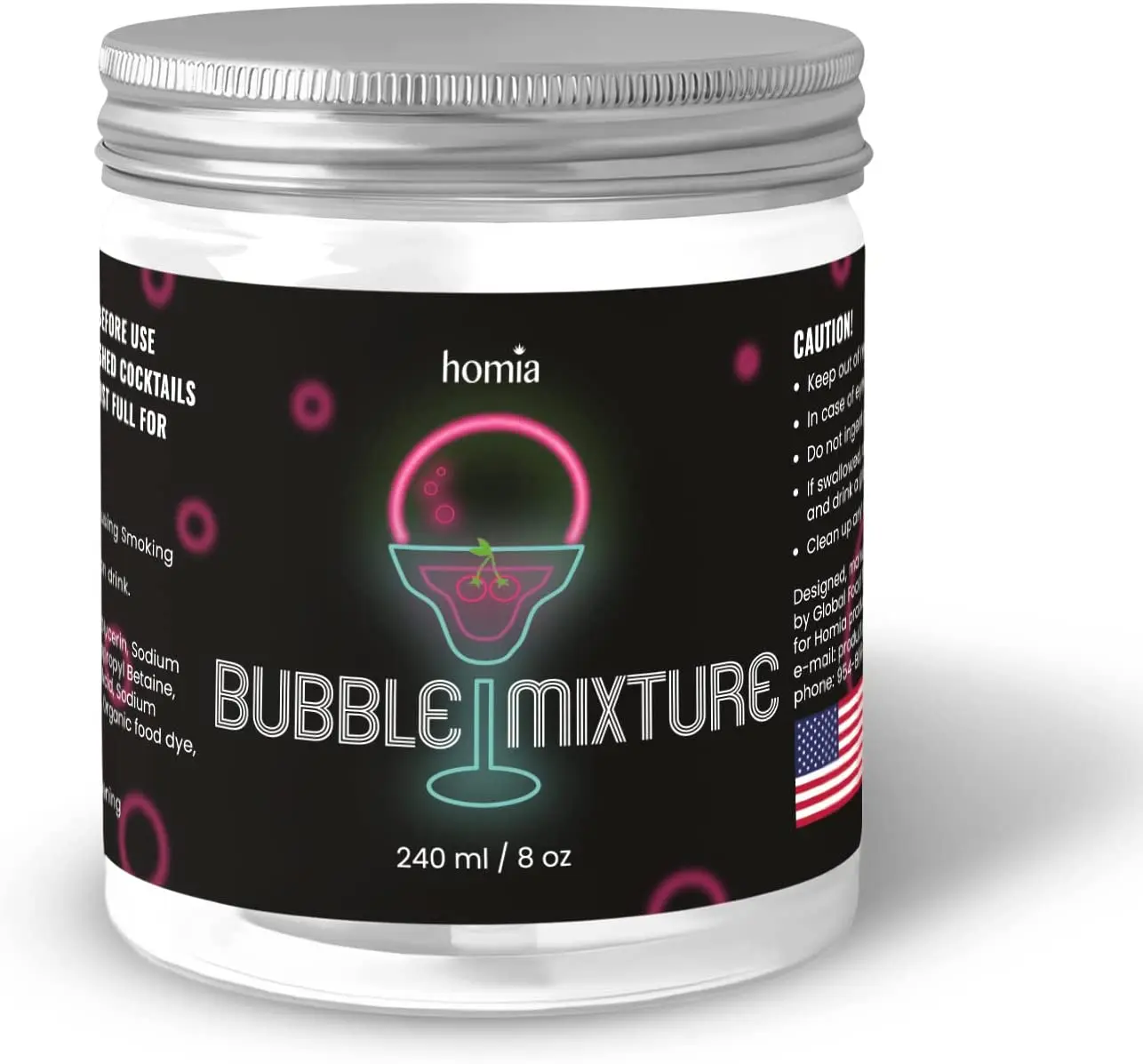 Bubble Mixture for Smoking Infuser Cocktail - Edible NON-toxic - 8oz, Smoker Machine and Wood Smoke Infuser Accessory - Cold Smoke for Drinks - made in USA