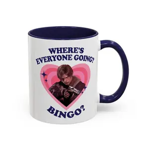 Leon Kennedy Where's Everyone Going Bingo Mug, Leon Kennedy Accent mug, Leon Kennedy RE9 Mug