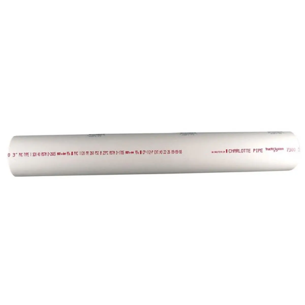 Charlotte Pipe & Foundry 3" x 2 ft. PVC Schedule 40 Solid Water Pipe - 3x2ft Size Pressure-Safe PVC for Boating Water Sports, 3 In.