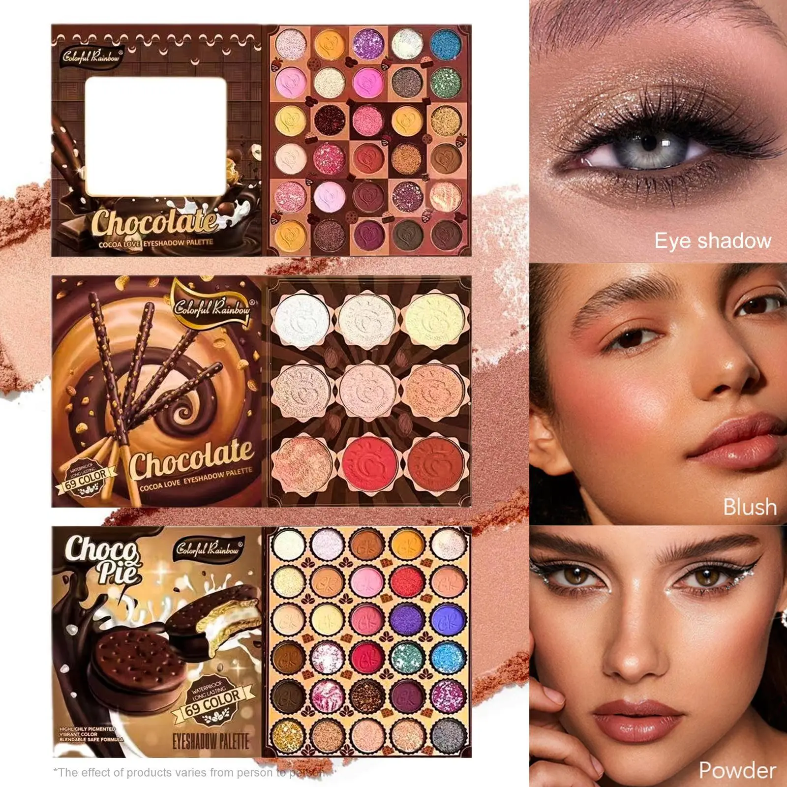 63-Color Rainbow Eyeshadow Palette - Cocoa Love, Sweet Chocolate Inspiration, Rich Pigment, Single Item for Daily & Party Makeup, Smooth, 2018/69Color, Natural, 69 Colors, Stick
