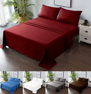 4PC Complete Sheet Set - Deep Pocket Fitted Sheet, Flat Sheet, and 2 Pillow Cases