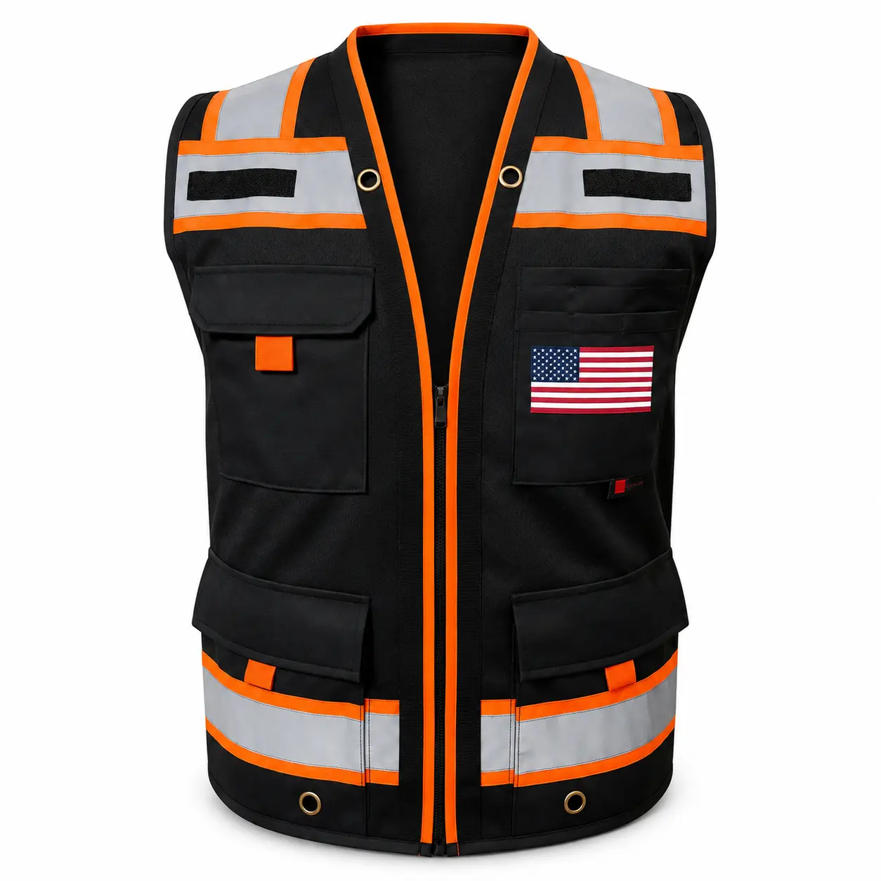 Superintendent Safety Vest, High Visibility Reflective Mesh Work Vest with Zipper & Multi Pockets, Construction Utility Vest, American Size