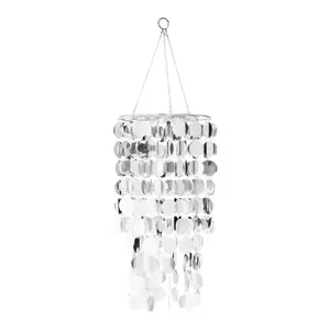 18" Silver Reflective Hanging Chandelier, Interior Lights for Home Decor, Home Supplies Hanging Decor