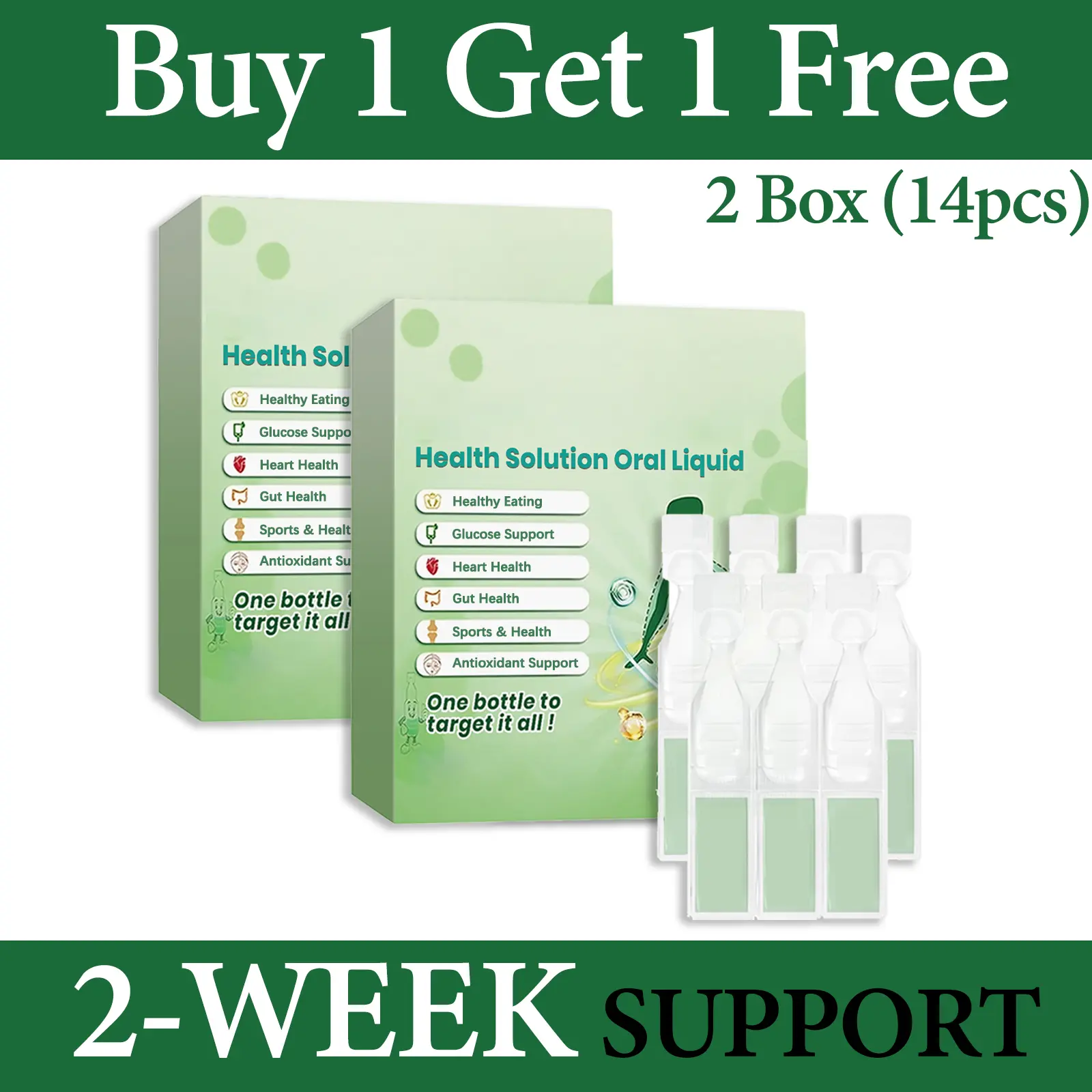 （Buy 1 Get 1 Free）Health Oral Liquid - Dietary Supplement:Vegetarian-Friendly, High-Concentration Formula.Promotes Gut Health and Balances Whole-Body Function. No Water Required; Daily Supplement;Travel-Friendly