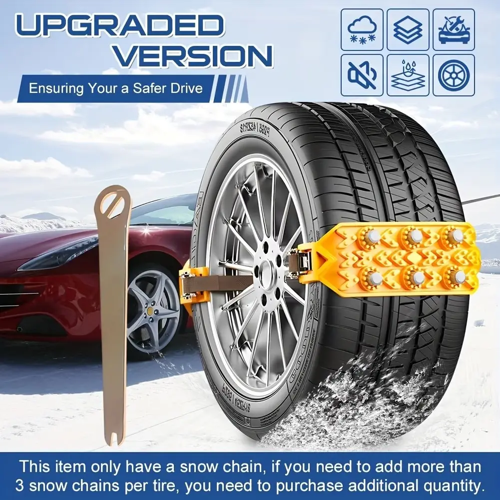 6-Pack Universal Anti-Slip Car Chains, All-Season Snow Tire Chains, Suitable for Suvs and Off-Road Trucks, 165mm-265mm Width