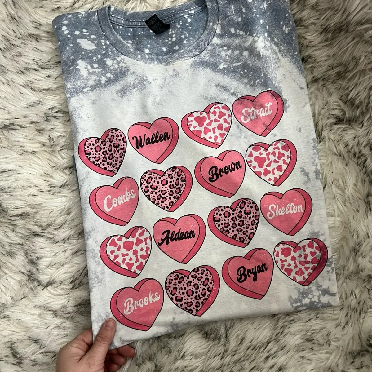 Western Conversation Hearts Country Singers Bleached Tee Valentine's Day Top