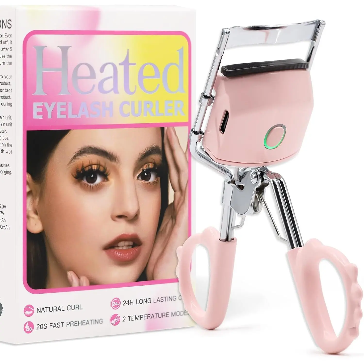 Pink Electric Eyelash Curler, Eyelash Curler Heated, Rapid Heating, Anti-Burn Temperature Control Design, Long-Lasting Curl, Eye-Shape Adaptive, Suitable for All Lash Types, USB Rechargeable, Perfect Gift for Women, Makeup Essential