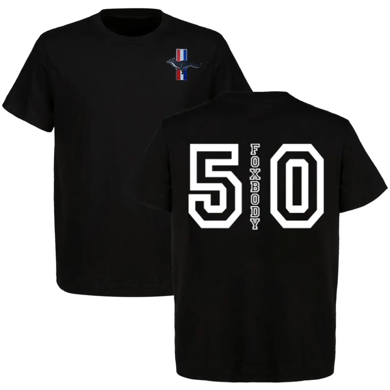 Mustang Fox Body 50 Muscle Car T-Shirt Racing Graphic Tee Men Cotton Short Sleeve 90s Styled StreetwearUnisexTshirt, CasualTshirt, TrendyTee, VintageTee
