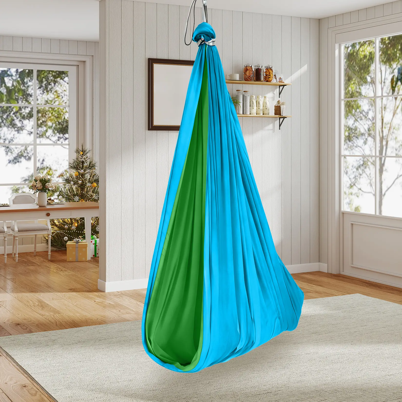 Outdoor hammock, Indoor & Outdoor CozyNest Chair, Sensory Hammock Swing for Kids, Calming Therapy, Hug-Like Support, 360° Swivel, Holds Up to 300lbs - Ideal for Relaxation and Sensory Needs