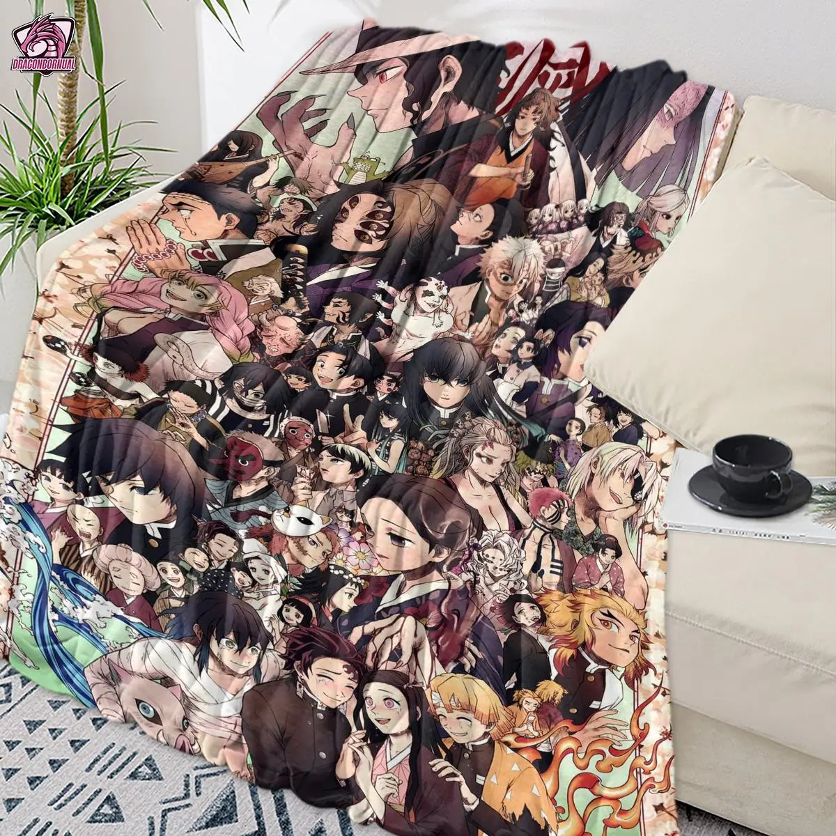 Anime Demon Slayer Graphic Blanket - Cozy Soft Fabric, Father's Day Gift for Home Couch Use, Ideal for Sleepovers, Chilly Nights, Outdoor Outings 251028
