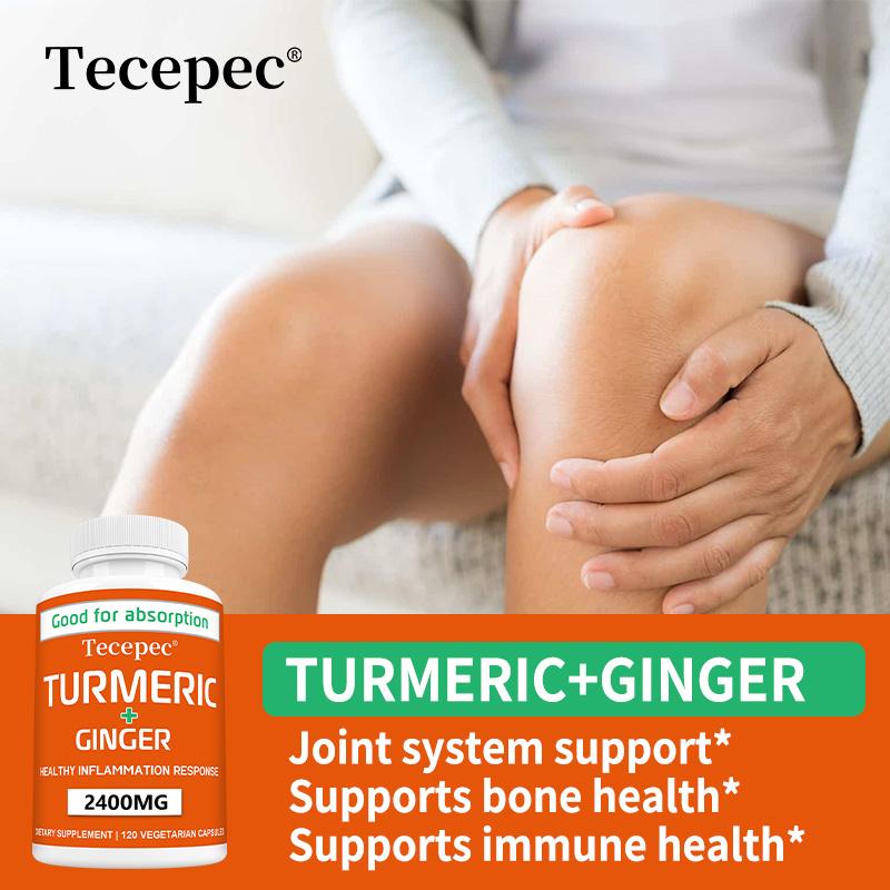 Tecepec Turmeric+Ginger Health Supplement , ​​Supports Bone Health and Joint Health, 120 Capsules