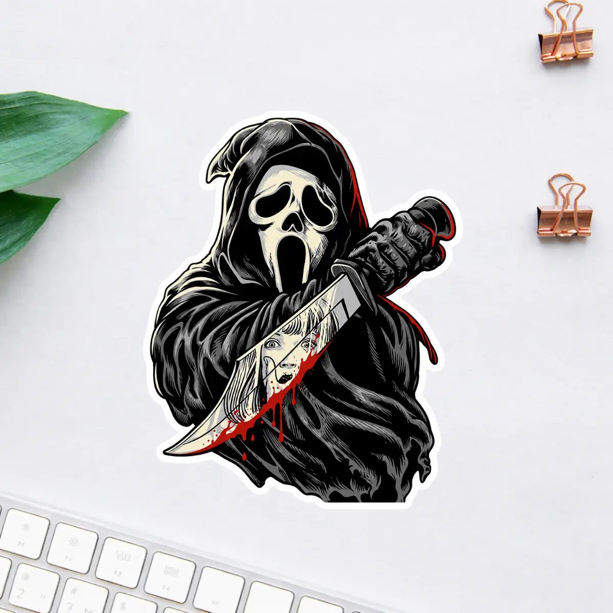 Ghostface Bloody Knife Sticker, Scream Horror Movie Vinyl Decal, Halloween Waterproof Sticker, Gift For Slasher Horror Fans
