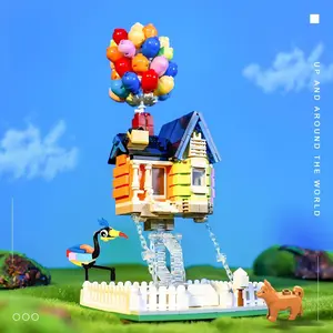 Floating Balloon House Building Blocks Set 2-in-1 , Movie Inspired Collectible Creative Toy, Perfect Christmas Birthday Gift for Kids & Adult Movie Fans,with Removable Transparent Stand