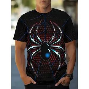 New Cool Spider Web Graphic T-Shirts For Men'S Novelty 3D Short Sleeve O-Neck Oversize T Shirt Summer Kid Tee Tops Clothing