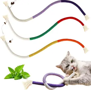 Cat Toy Chew Rope with Refillable Natural Catnip – Teeth Cleaning Chew Toys for Indoor Cats & Kittens, Interactive Catnip Toys for All Breeds