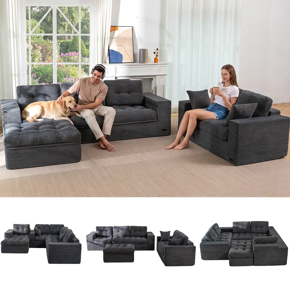 deals for you【3 Packs Shipped】MAXYOYO Modular Sectional Sofa with Ottoman and Loveseat, Cloud Boneless Couch with Layered Cushion, Flexible Module Combination Sofa for Living Room, No Assembly Required | Cloud Sofa | Compressed Sofa | summervibe