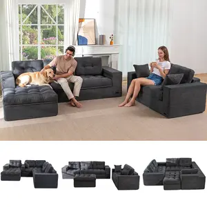【3 Packs Shipped】MAXYOYO Modular Sectional Sofa with Ottoman and Loveseat, Cloud Boneless Couch with Layered Cushion, Flexible Module Combination Sofa for Living Room, No Assembly Required | Cloud Sofa | Compressed Sofa | summervibe | Living Room