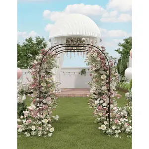 Backdrop Stand, Garden Arch Trellis for Climbing Plants, Dome Top Outdoor Balloon Arch Frame, Metal Wedding Arch for Anniversary Birthday Party Valentine Ceremony Wedding Decorations