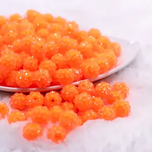 12mm Orange Neon Rhinestone Bubblegum Beads