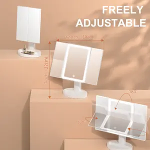 Starlead 30cm Tri-Fold Lighted Vanity Mirror - 2X & 5X Magnification, 3 Light Modes, Rechargeable Portable Glass Mirror, 180° Adjustable Tilt, USB-C Charge Cable, Abs-Infused Decor for Travel & Home, Elegant Gift Box