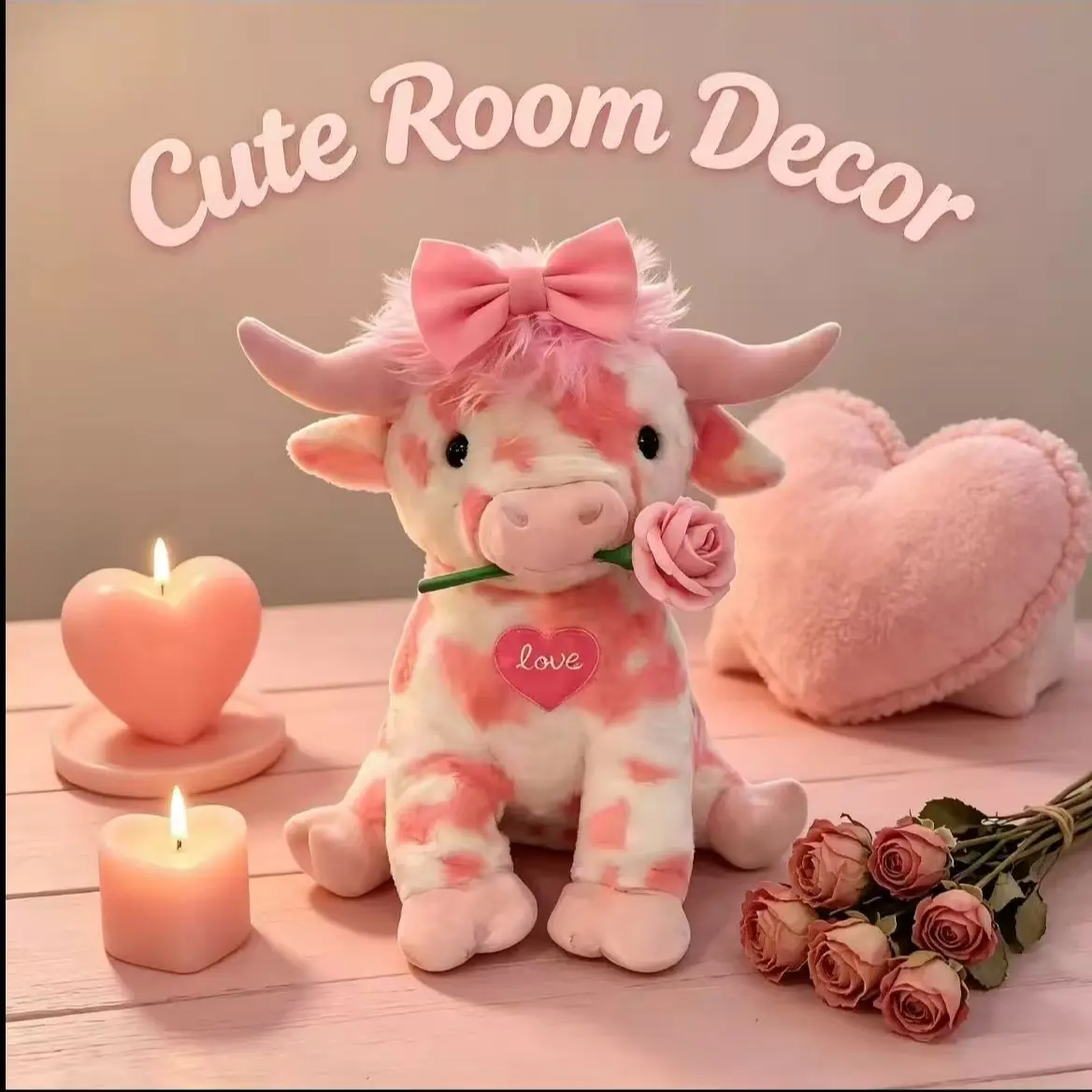 Cross-Border Cow Plush Toy, Cute Highland Milk Cow Stuffed Doll, Highland Cow Stuffed Animal, Valentine's Day Gift, Soft Cuddly Gift, Soft and Cozy Plushie for Kids and Adults