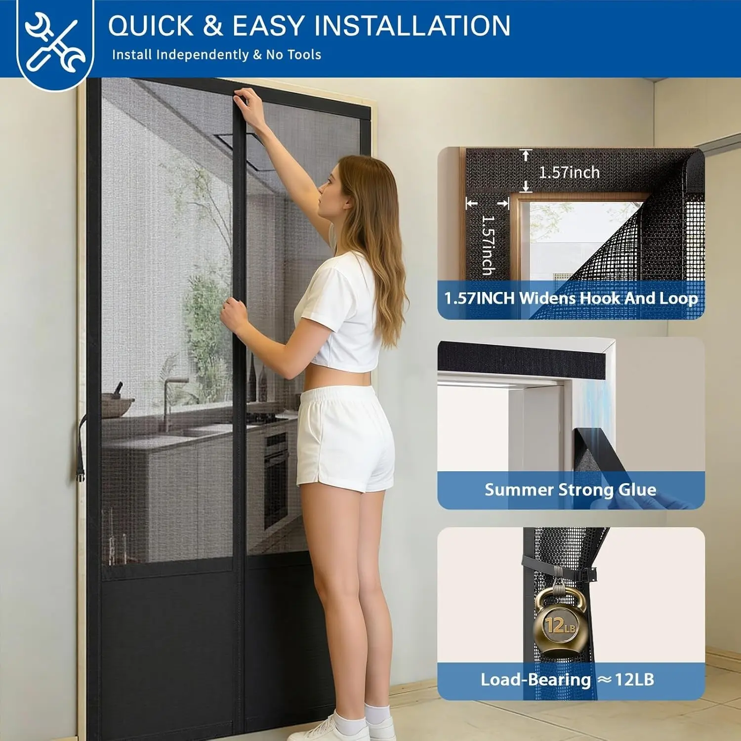 Magnetic Mesh Door, Mosquito/fly Screen, Ventilated, Pet-Friendly, No Drilling, Auto-Adhesive, Durable Polyester, Modern Home Decor, Magnetic Doors